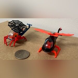 Vtg Corgi Juniors Batman “Batcopter” & Spiderman “Spidercopter” Die-Cast 1970’s